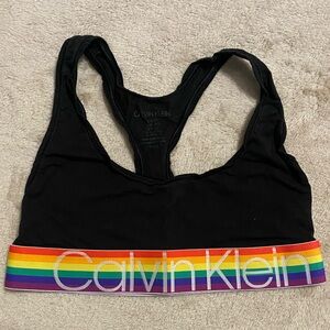 Calvin Klein Black Sports Bra with Rainbow Band